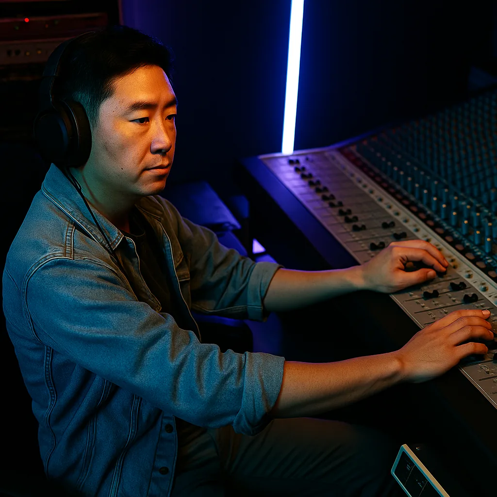 Zheng Liang 在录音室的肖像